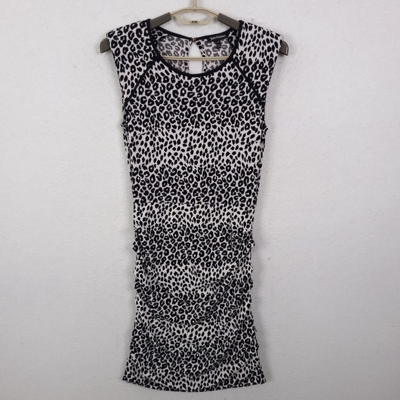 Juicy Couture Dresses & Skirts - Juicy Couture Leopard Print Ruched Sheath Dress Keyhole Back Size M Y2K
